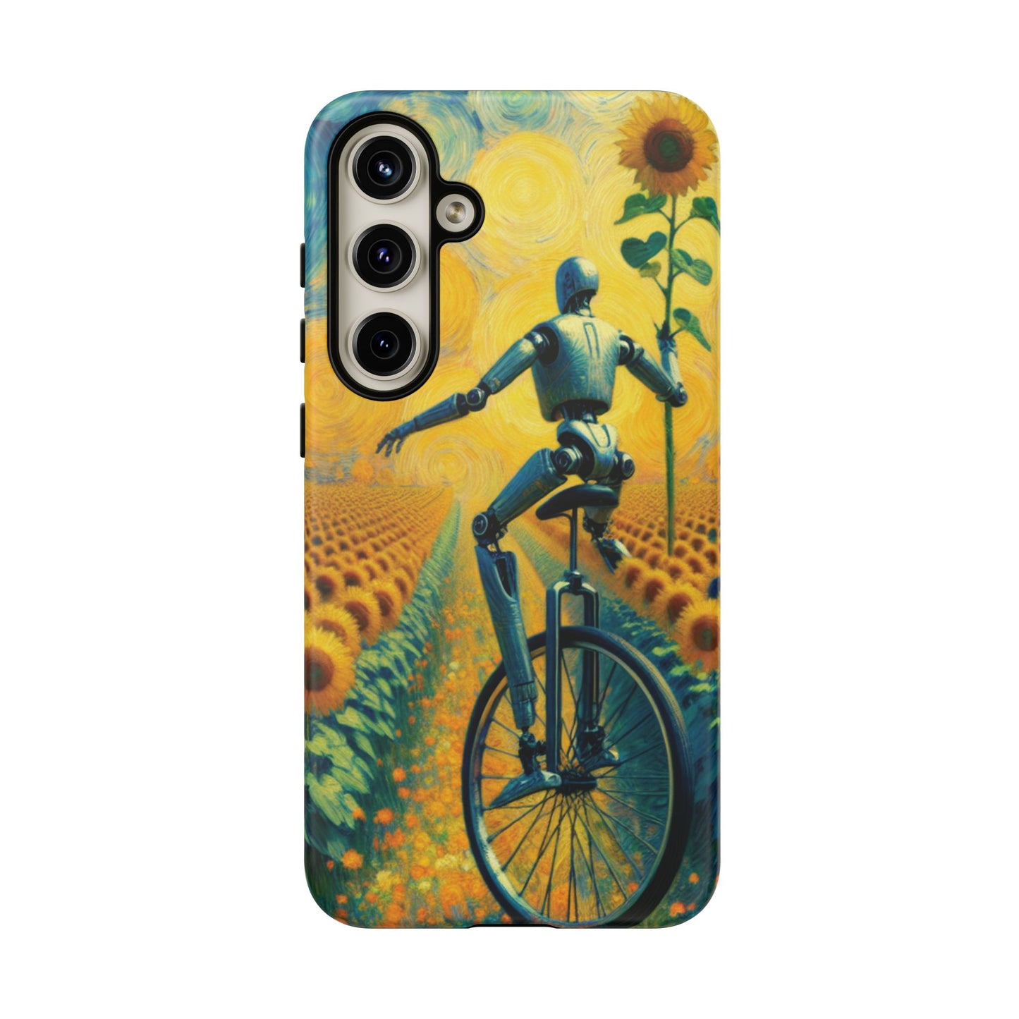 Robot Unicycle Sunflower Fields Ultra-Tough Phone Case