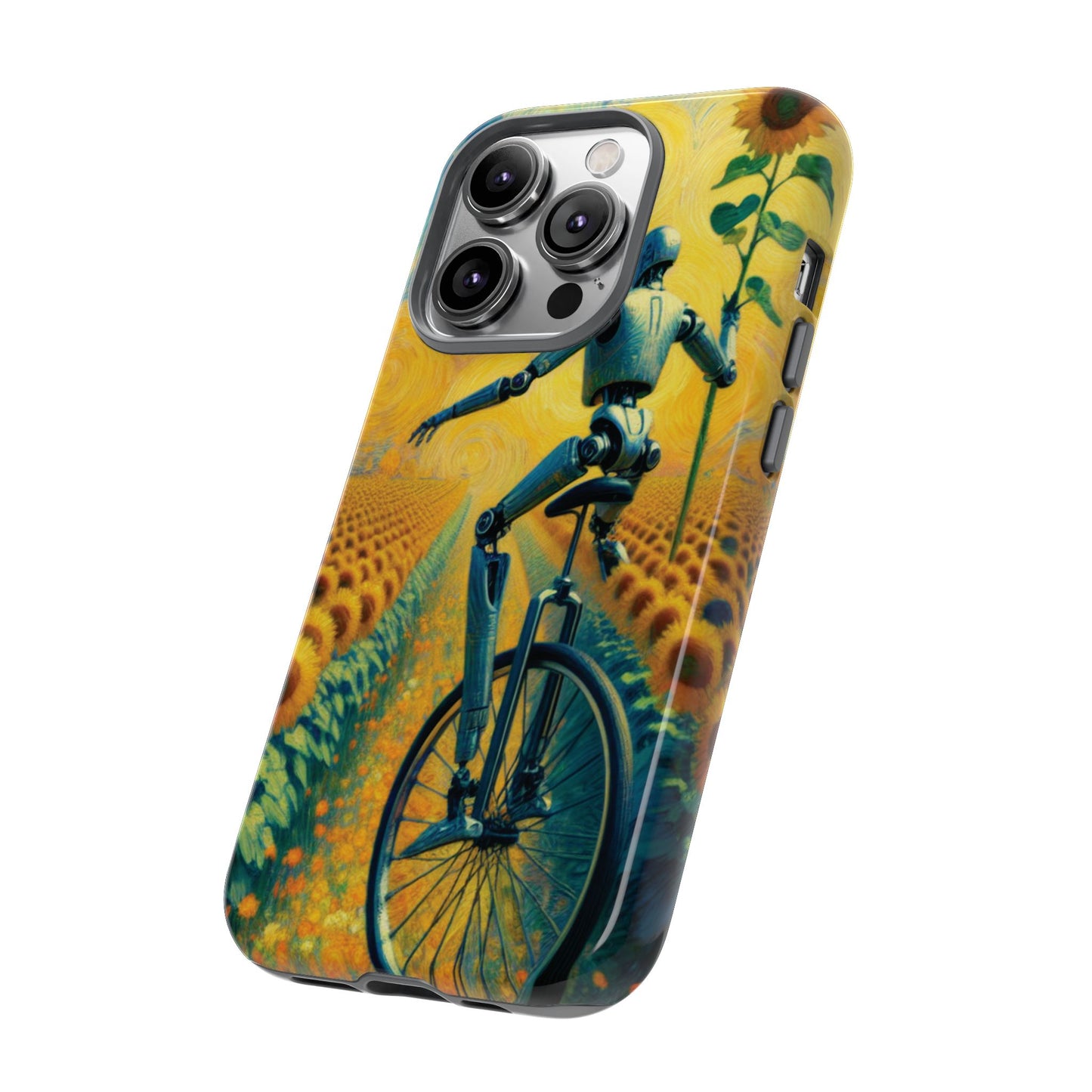 Robot Unicycle Sunflower Fields Ultra-Tough Phone Case