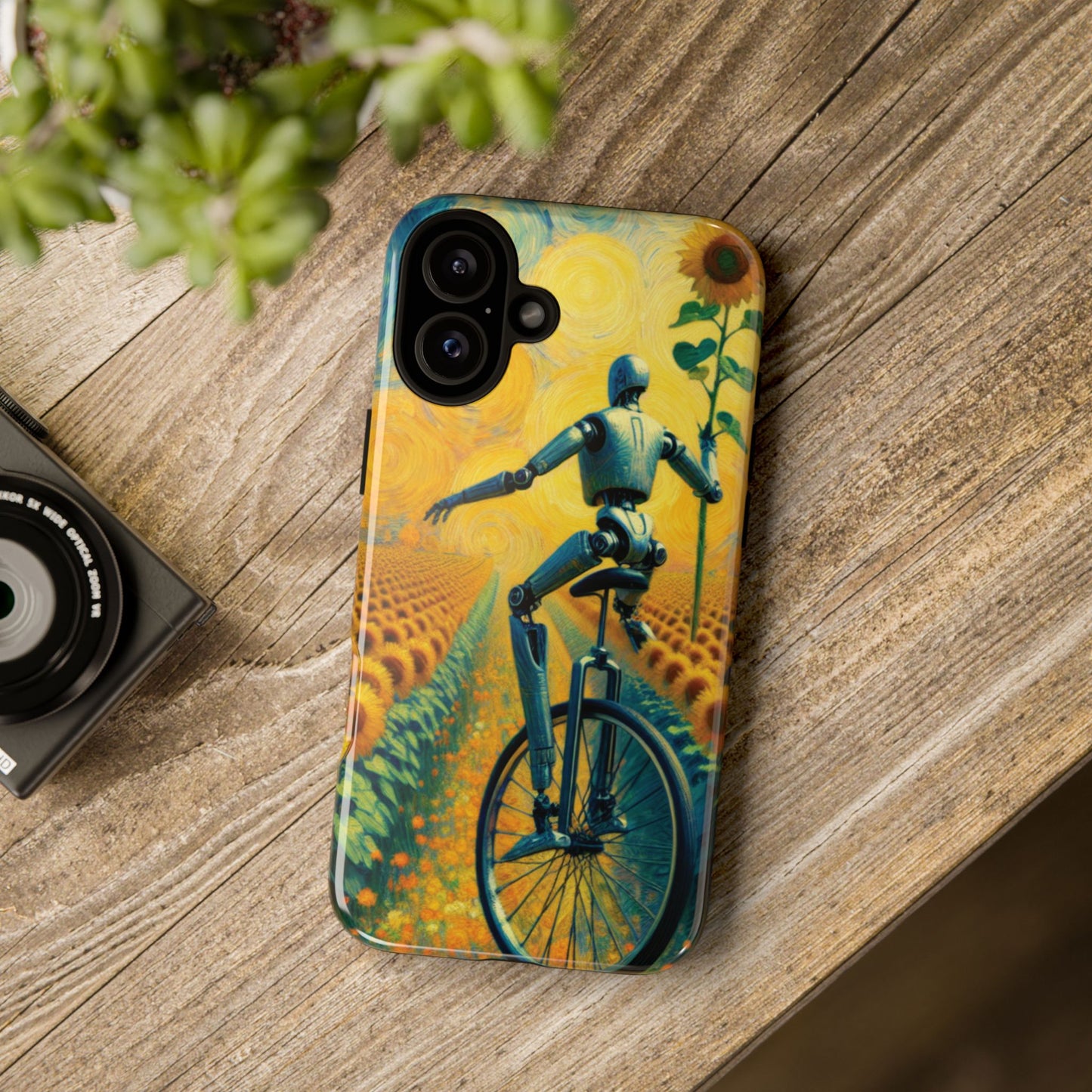 Robot Unicycle Sunflower Fields Ultra-Tough Phone Case