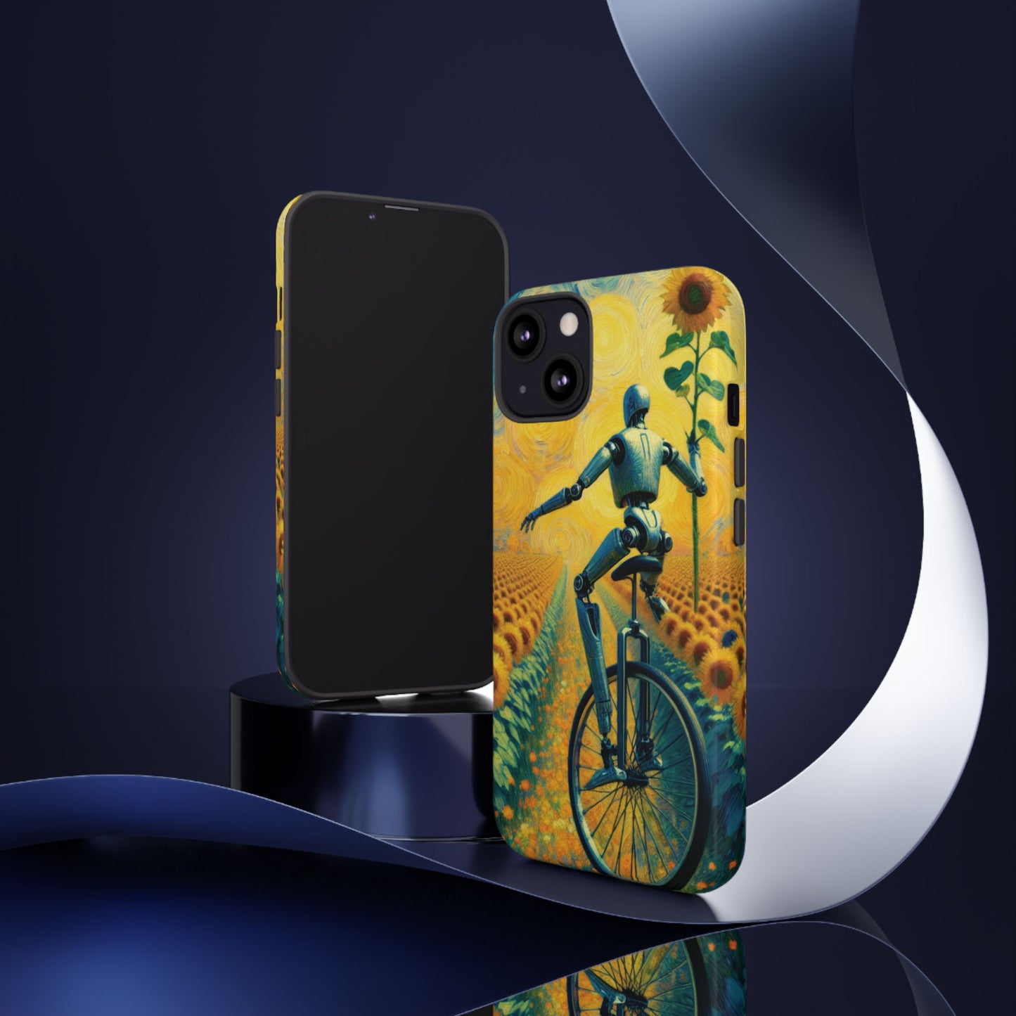 Robot Unicycle Sunflower Fields Ultra-Tough Phone Case