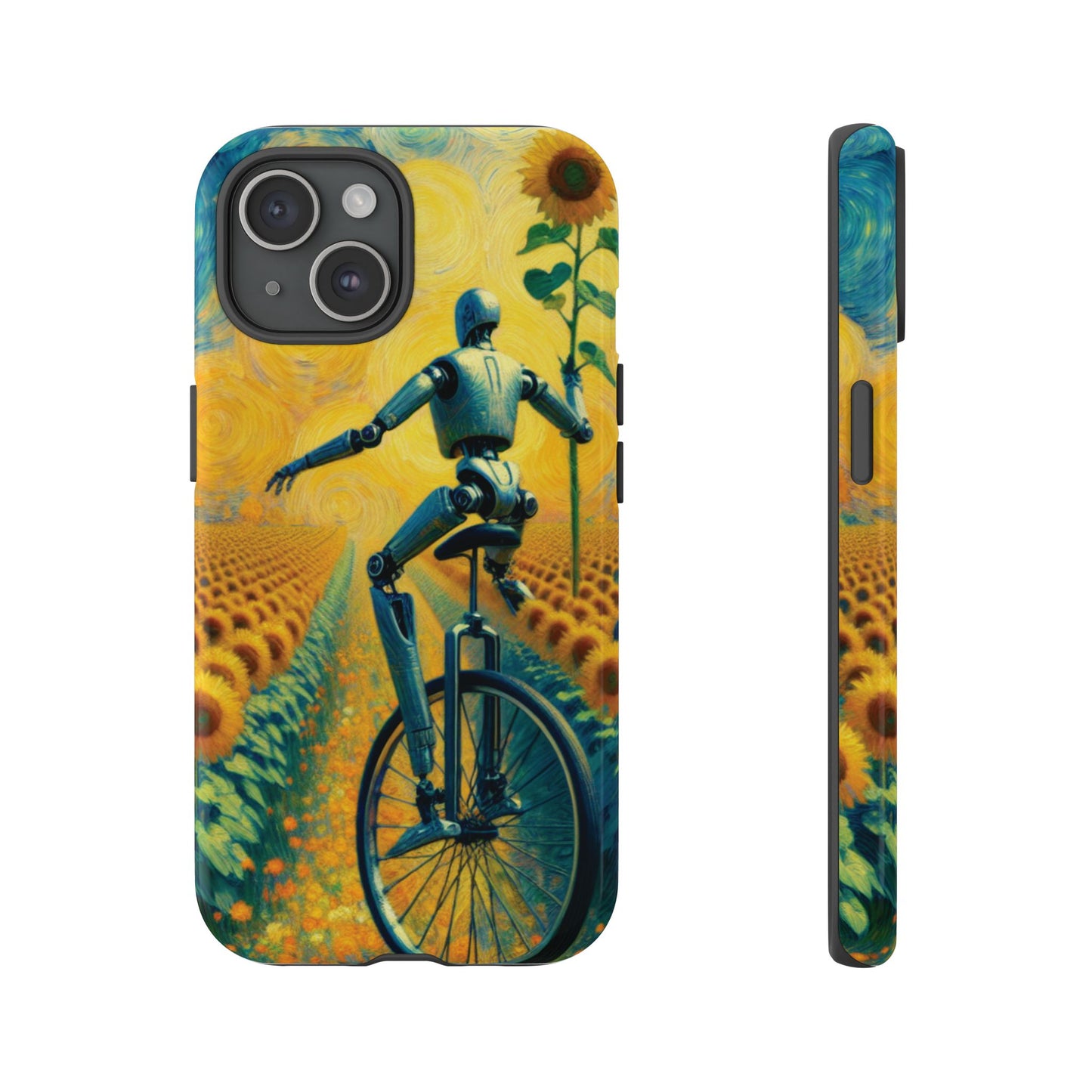 Robot Unicycle Sunflower Fields Ultra-Tough Phone Case