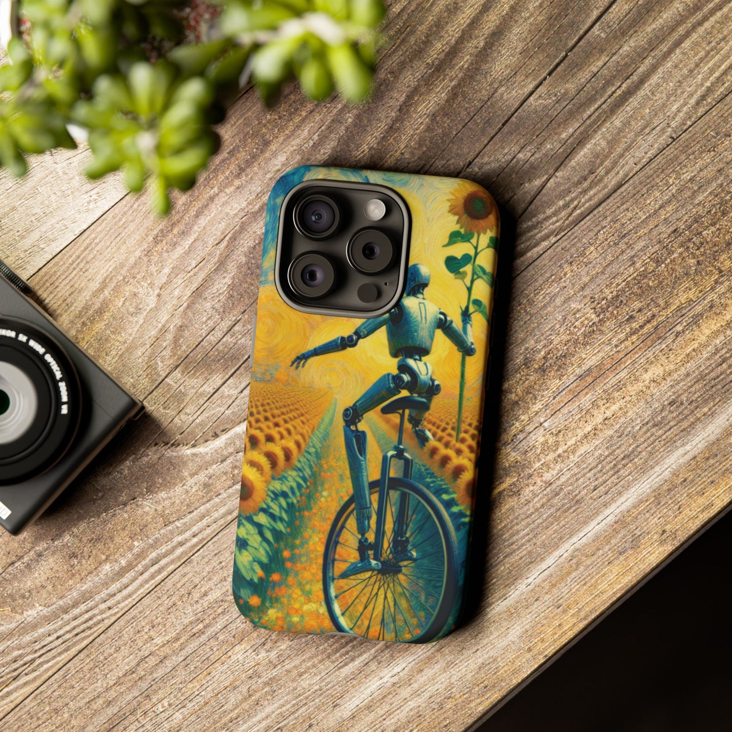 Robot Unicycle Sunflower Fields Ultra-Tough Phone Case