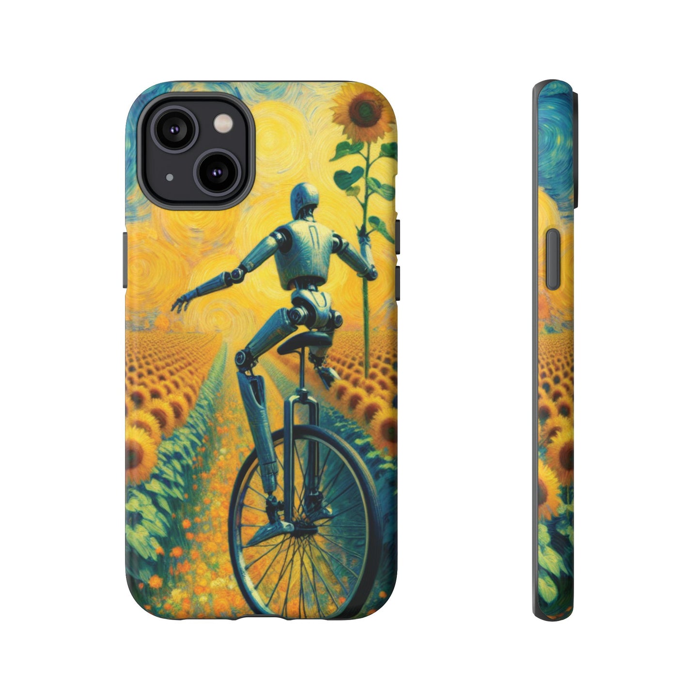 Robot Unicycle Sunflower Fields Ultra-Tough Phone Case