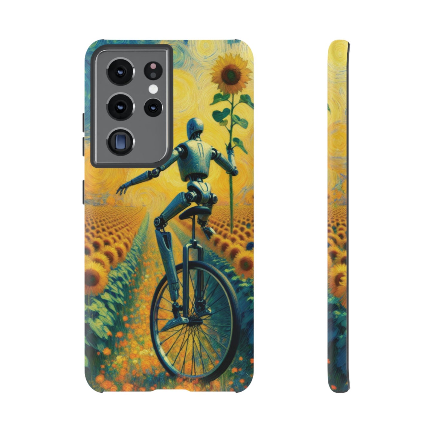 Robot Unicycle Sunflower Fields Ultra-Tough Phone Case