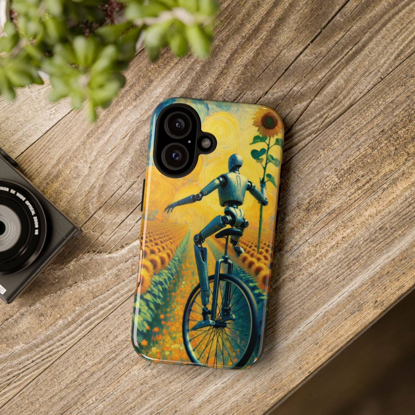 Robot Unicycle Sunflower Fields Ultra-Tough Phone Case