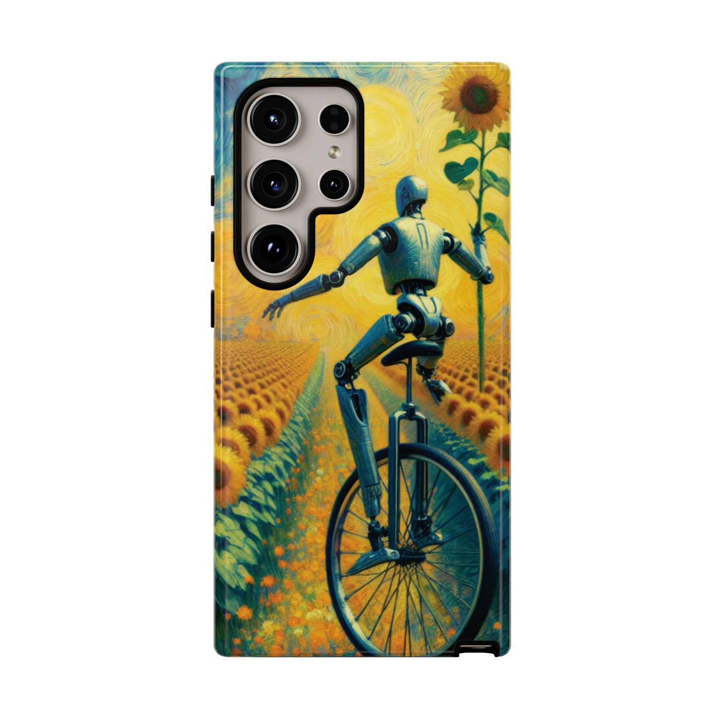 Robot Unicycle Sunflower Fields Ultra-Tough Phone Case