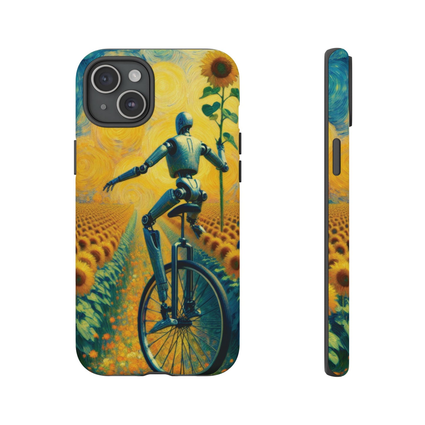 Robot Unicycle Sunflower Fields Ultra-Tough Phone Case