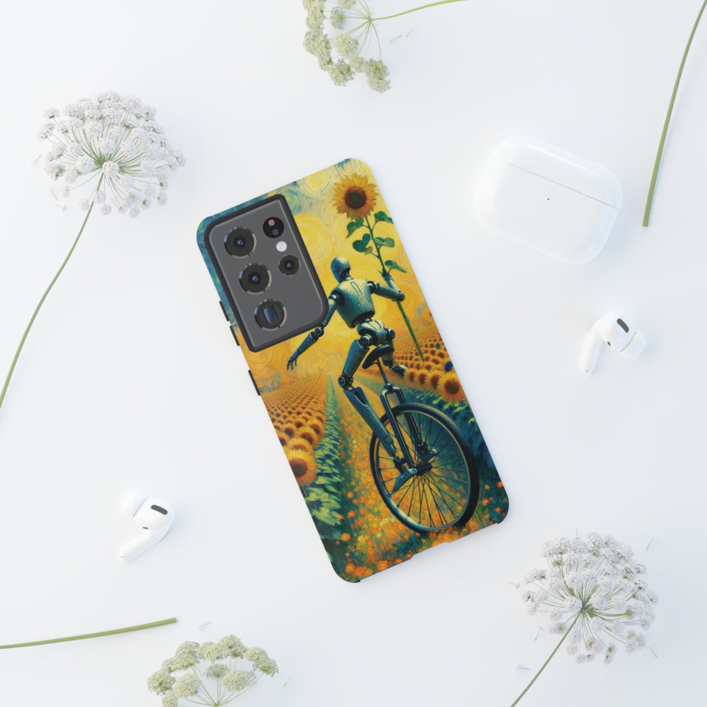 Robot Unicycle Sunflower Fields Ultra-Tough Phone Case