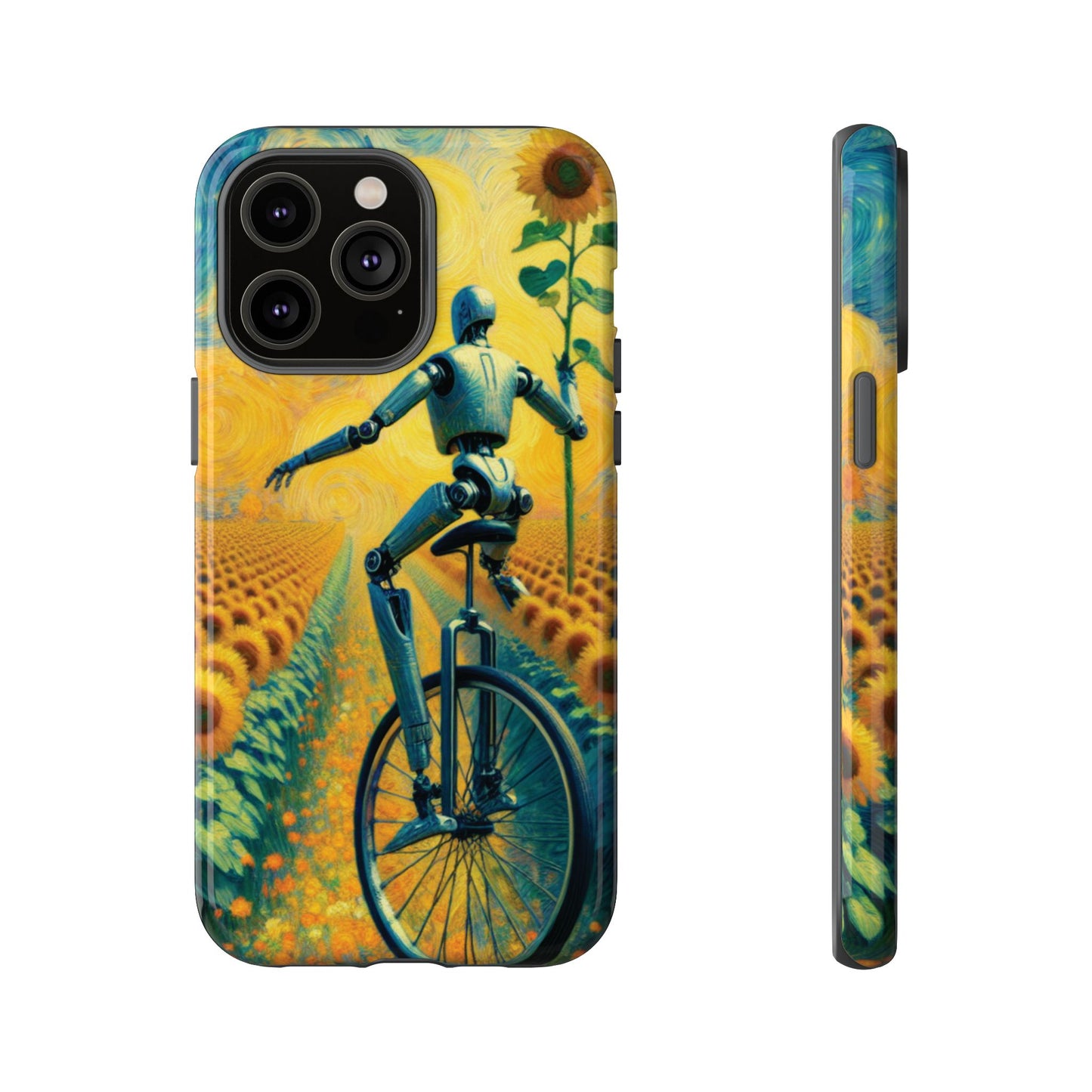 Robot Unicycle Sunflower Fields Ultra-Tough Phone Case