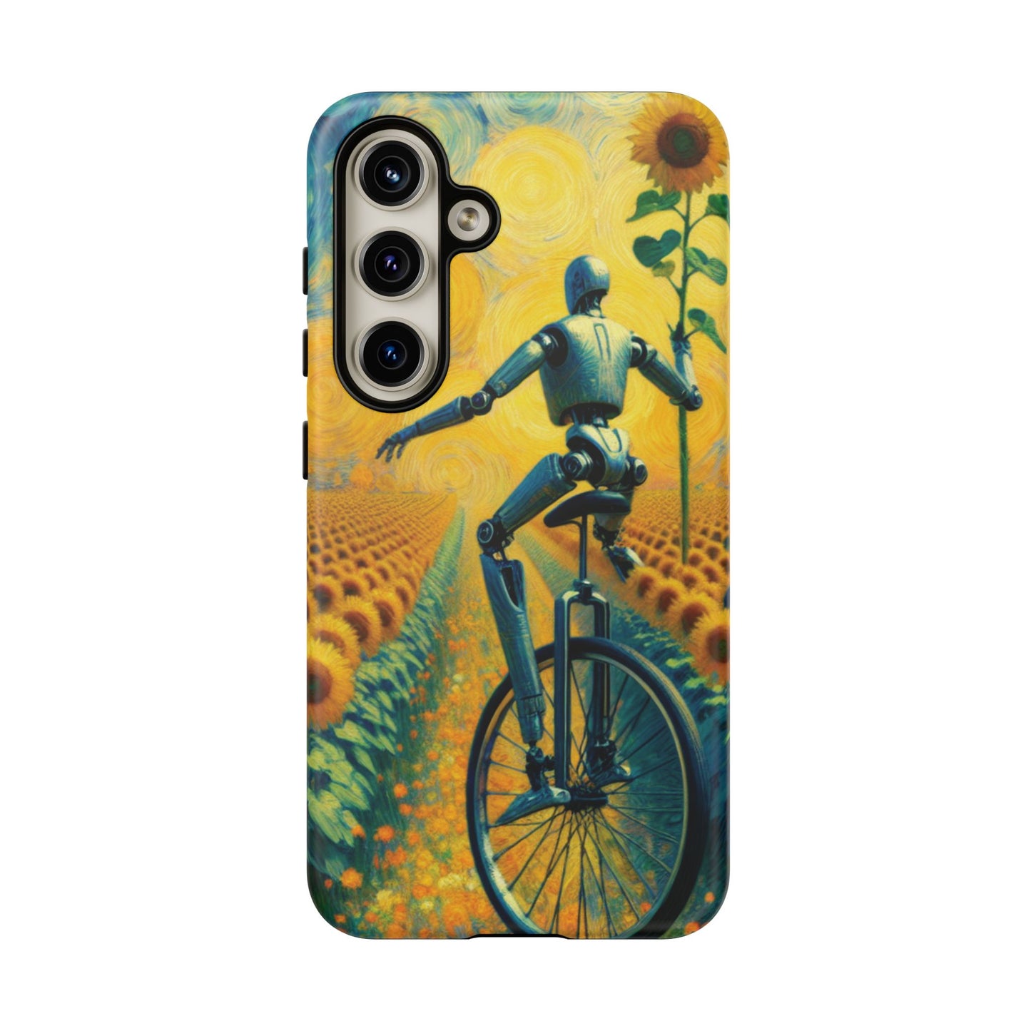 Robot Unicycle Sunflower Fields Ultra-Tough Phone Case