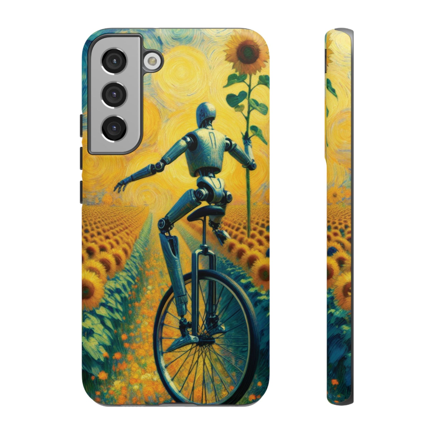 Robot Unicycle Sunflower Fields Ultra-Tough Phone Case