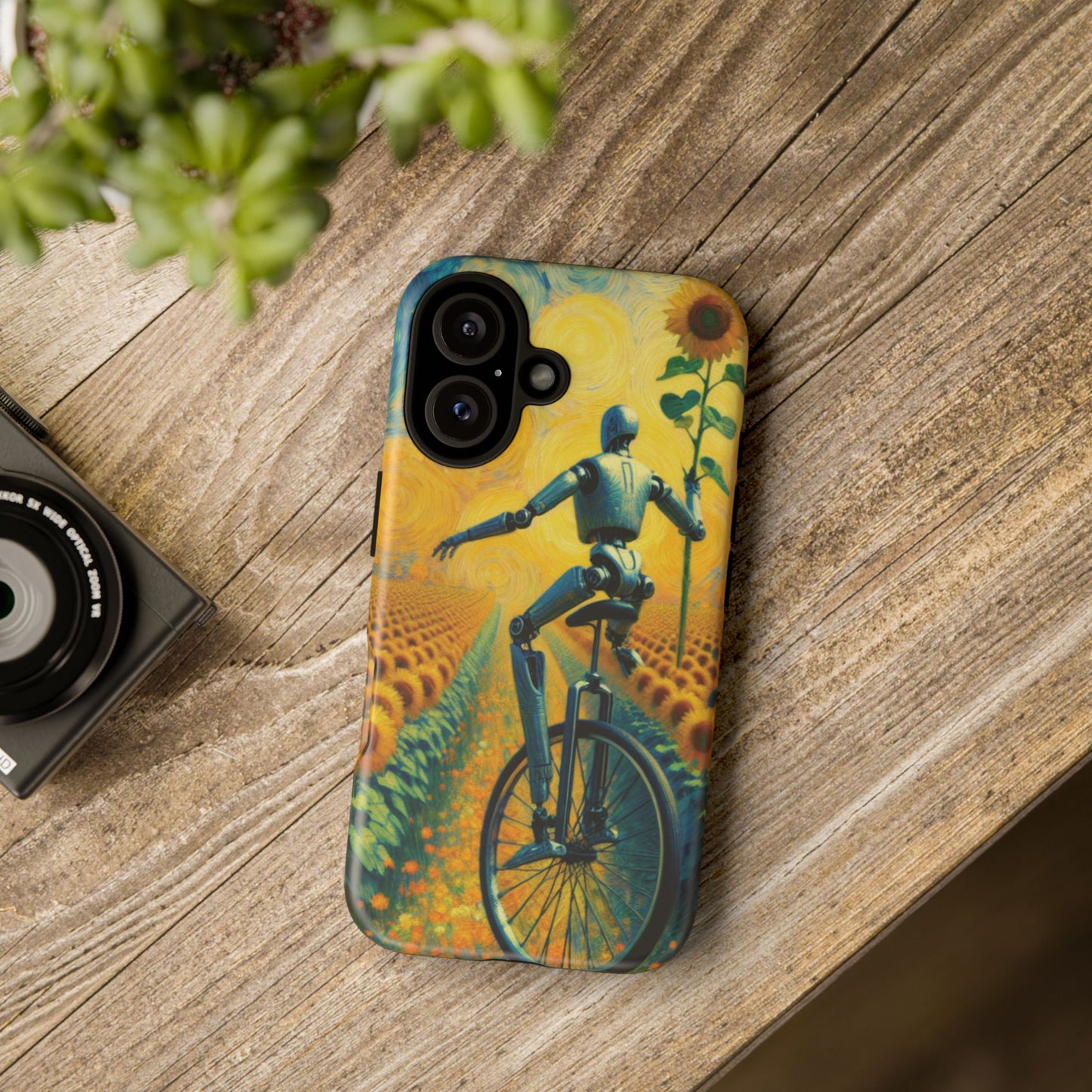 Robot Unicycle Sunflower Fields Ultra-Tough Phone Case