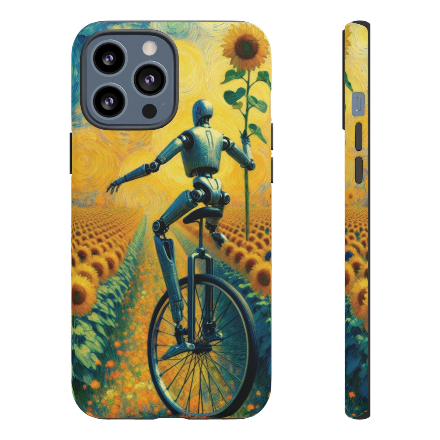 Robot Unicycle Sunflower Fields Ultra-Tough Phone Case