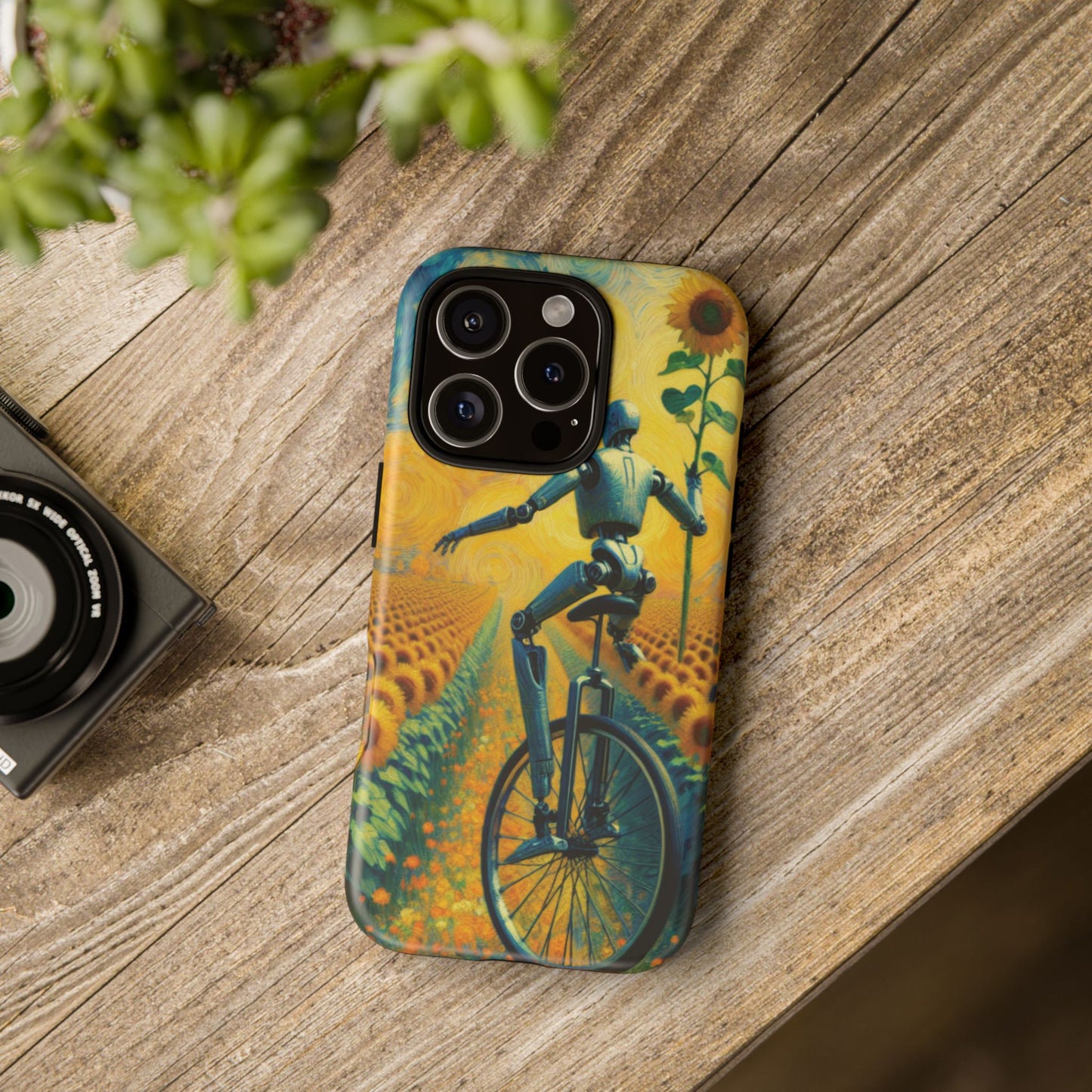 Robot Unicycle Sunflower Fields Ultra-Tough Phone Case