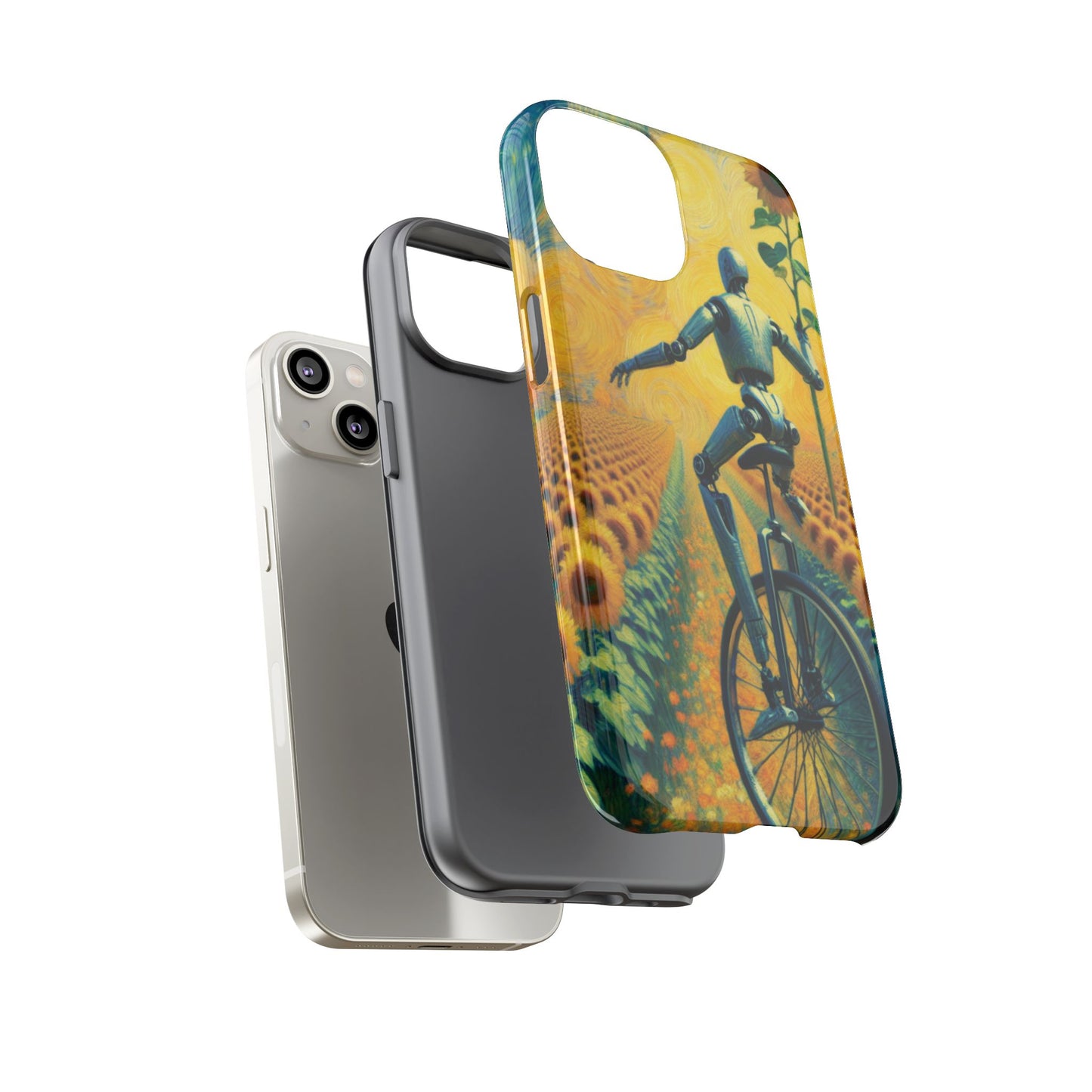 Robot Unicycle Sunflower Fields Ultra-Tough Phone Case