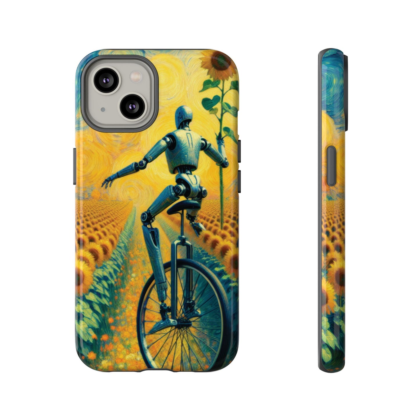 Robot Unicycle Sunflower Fields Ultra-Tough Phone Case