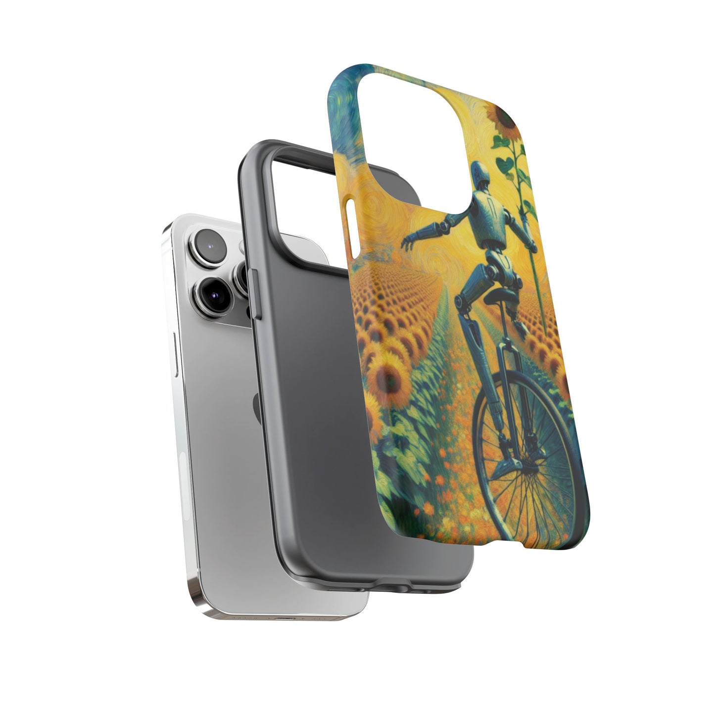 Robot Unicycle Sunflower Fields Ultra-Tough Phone Case