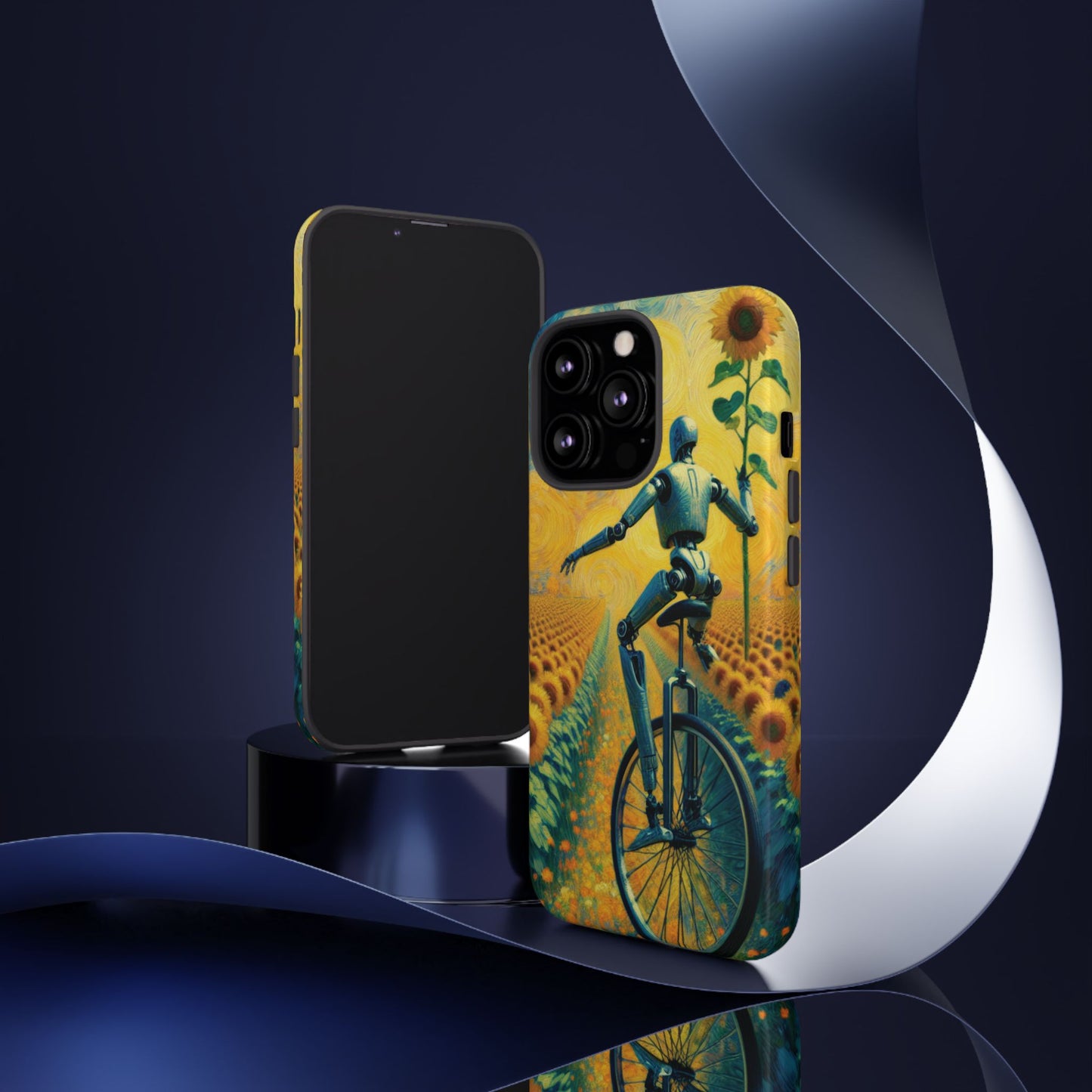 Robot Unicycle Sunflower Fields Ultra-Tough Phone Case