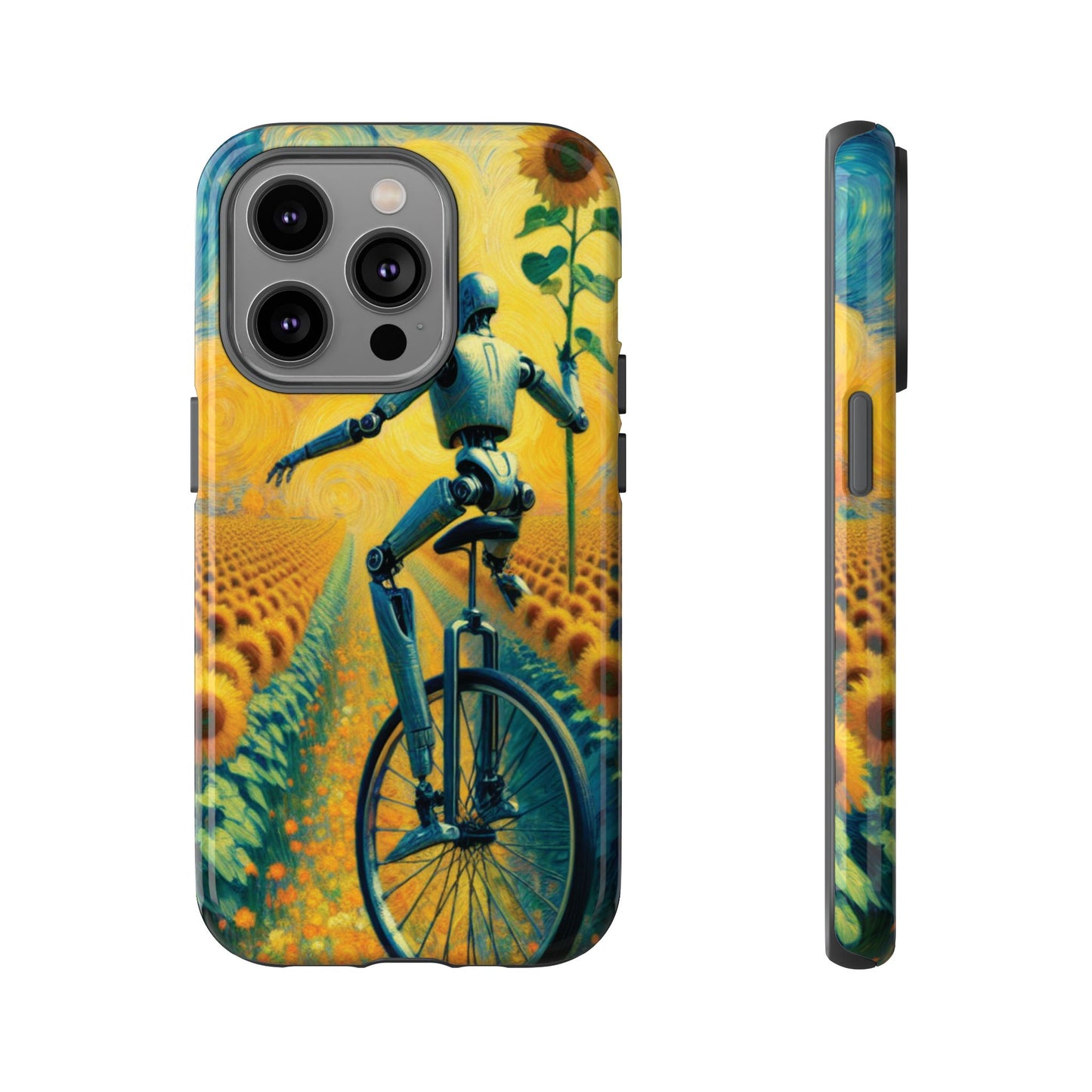 Robot Unicycle Sunflower Fields Ultra-Tough Phone Case