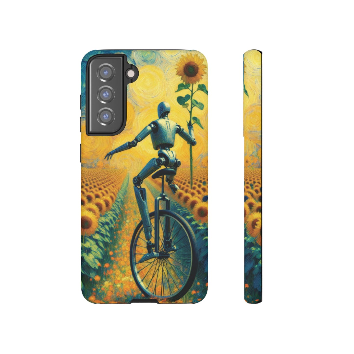 Robot Unicycle Sunflower Fields Ultra-Tough Phone Case