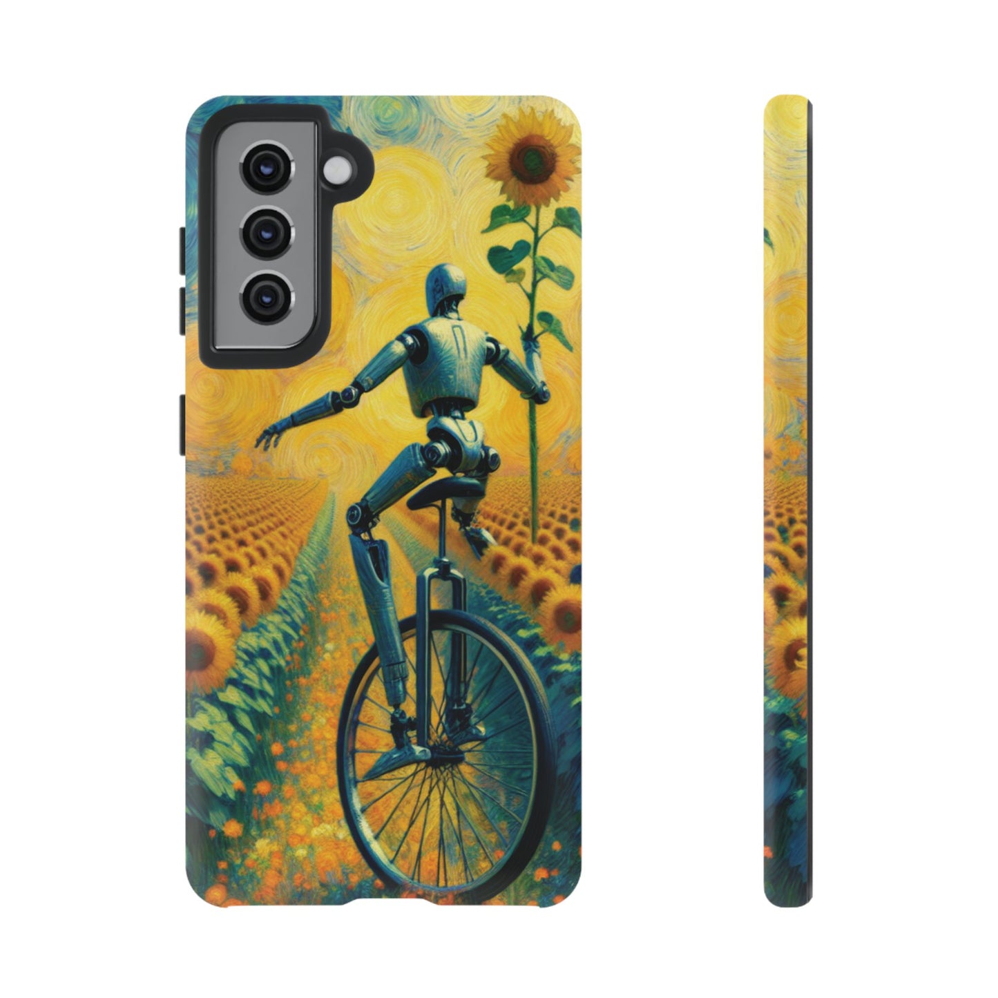 Robot Unicycle Sunflower Fields Ultra-Tough Phone Case