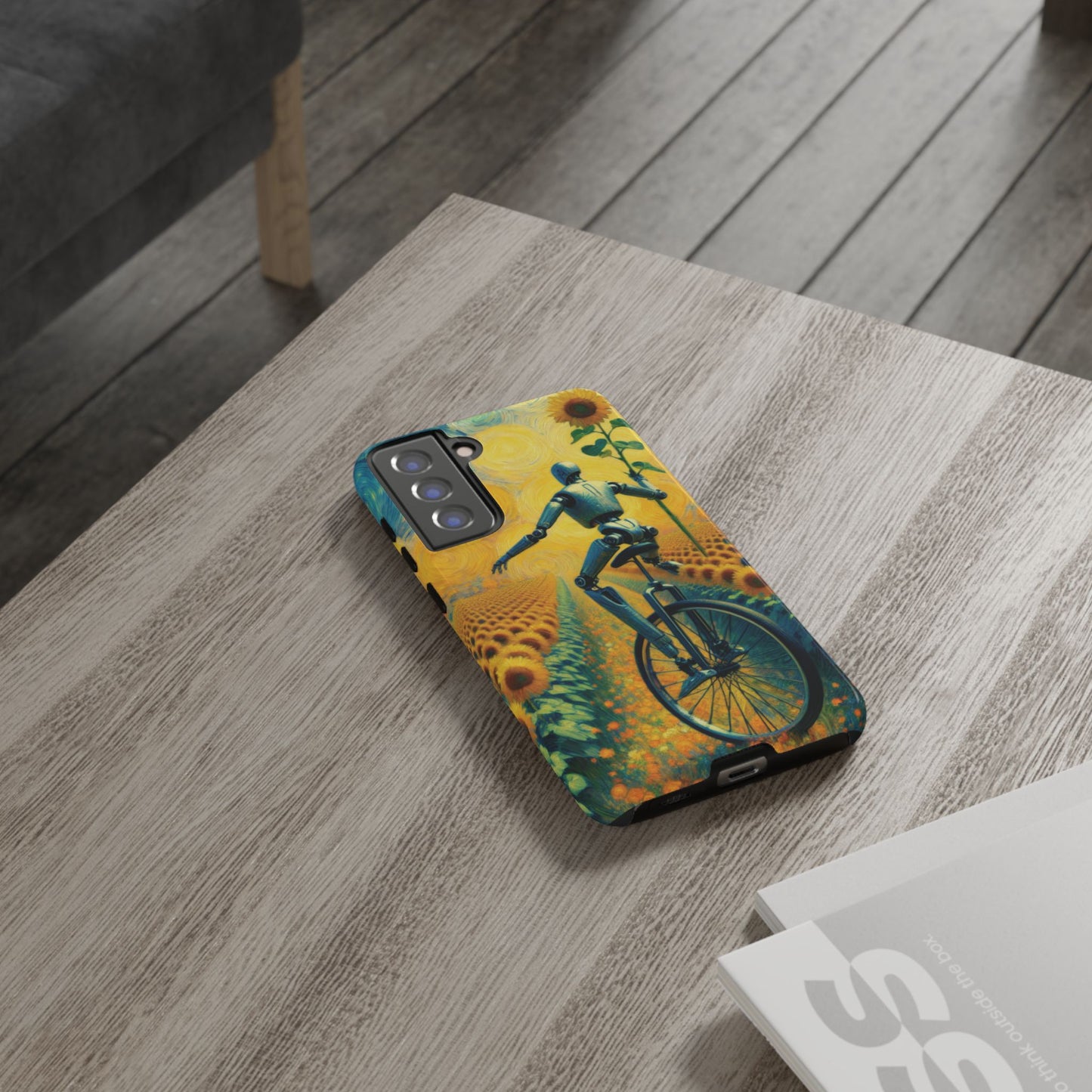 Robot Unicycle Sunflower Fields Ultra-Tough Phone Case