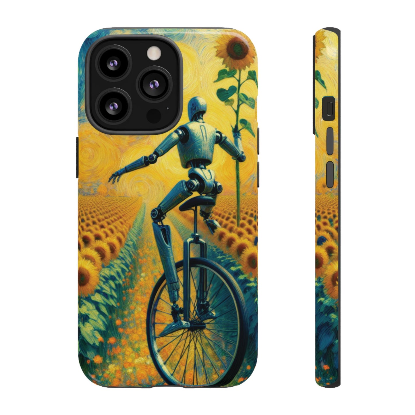 Robot Unicycle Sunflower Fields Ultra-Tough Phone Case