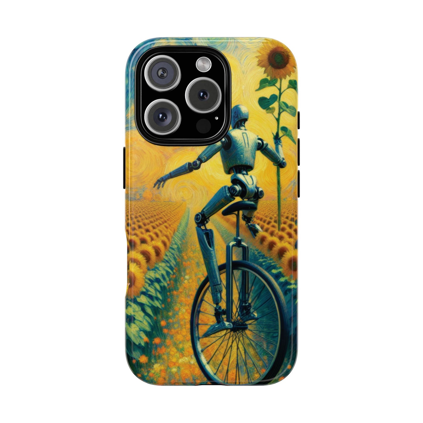 Robot Unicycle Sunflower Fields Ultra-Tough Phone Case