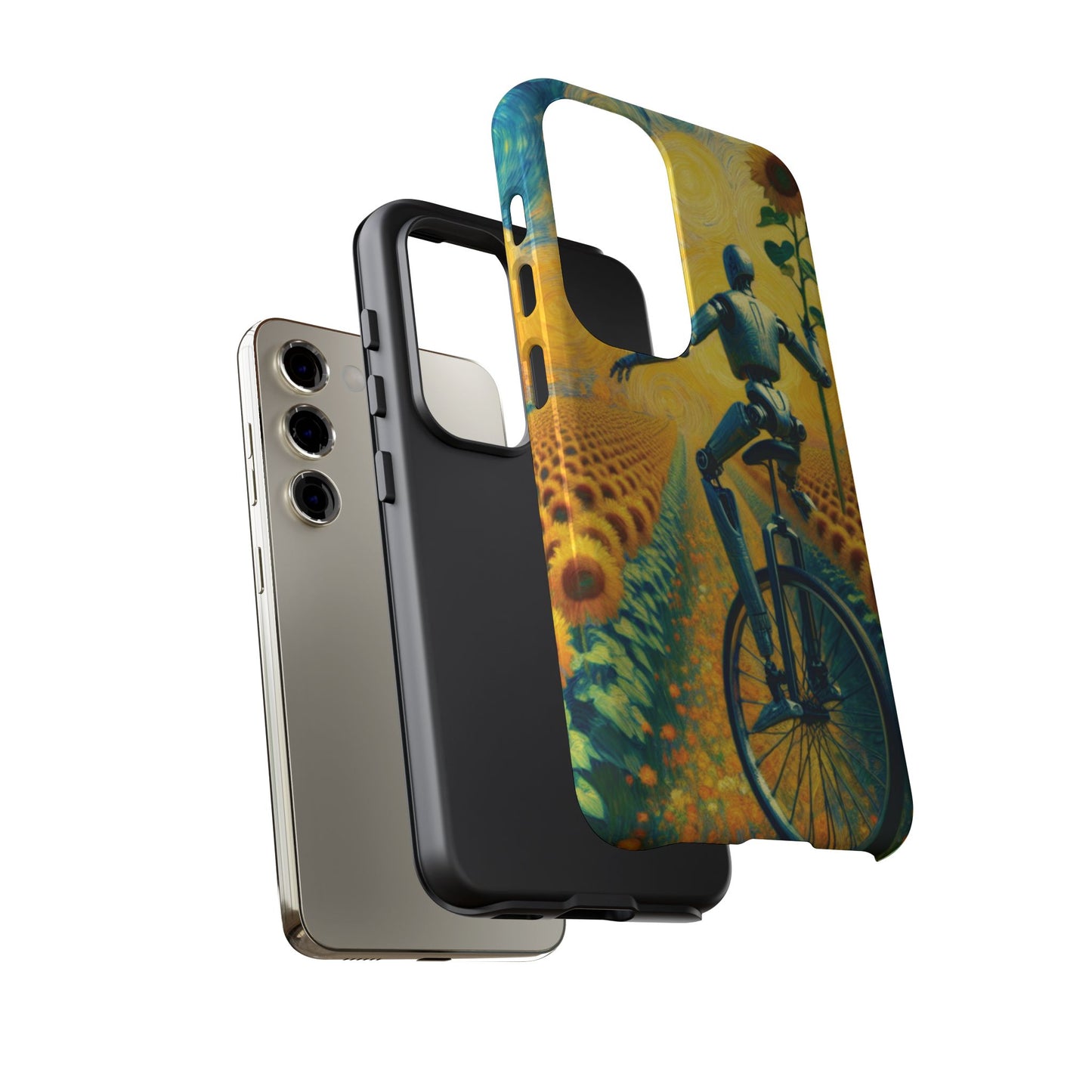 Robot Unicycle Sunflower Fields Ultra-Tough Phone Case