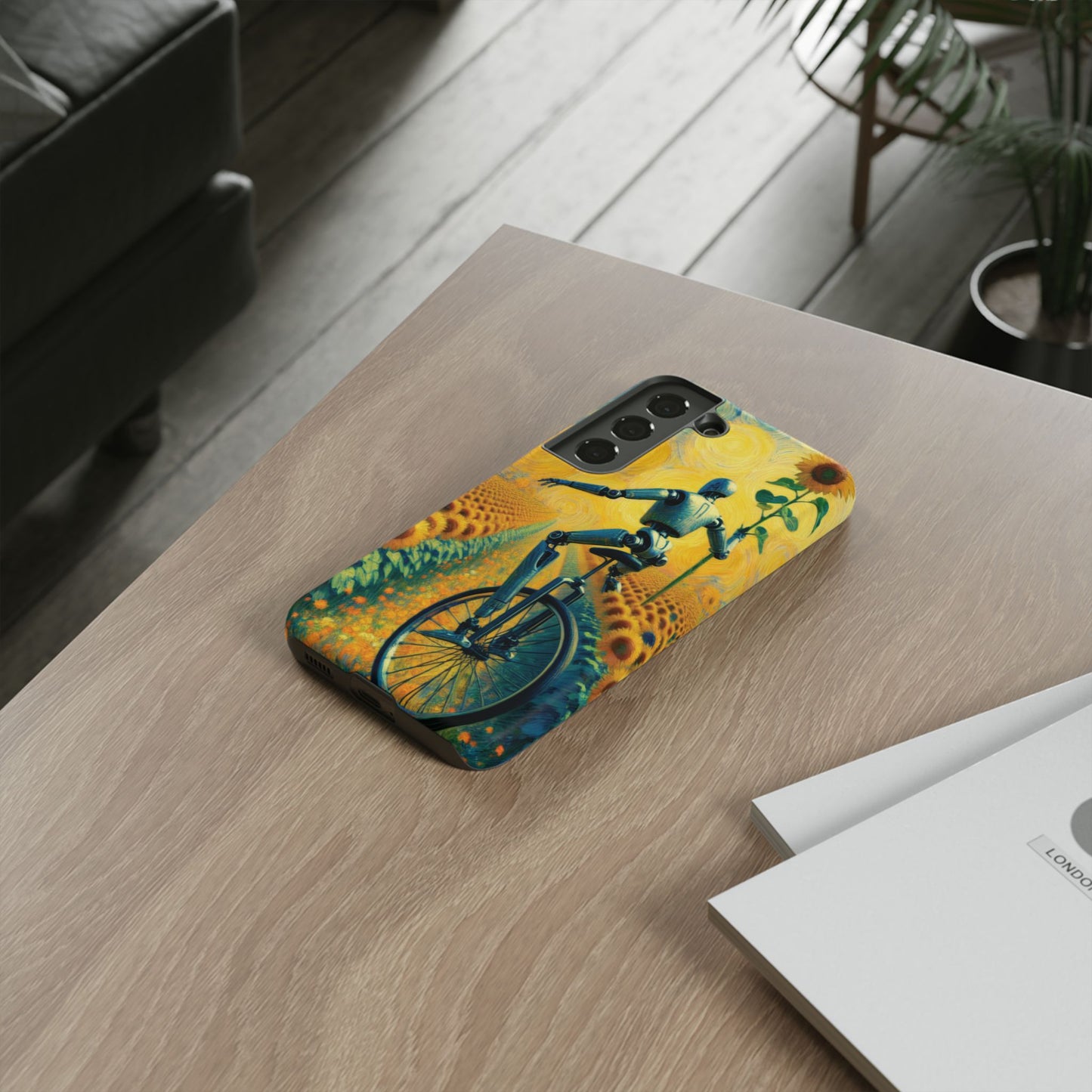 Robot Unicycle Sunflower Fields Ultra-Tough Phone Case