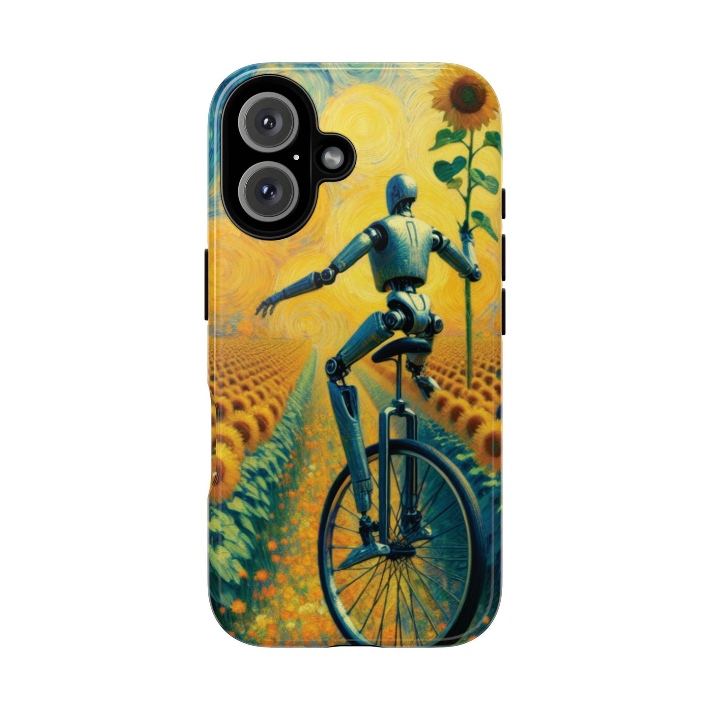 Robot Unicycle Sunflower Fields Ultra-Tough Phone Case