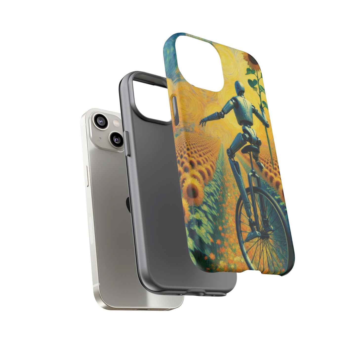 Robot Unicycle Sunflower Fields Ultra-Tough Phone Case